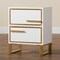 Baxton Studio Giolla Contemporary Glam and Luxe White Finished Wood and Gold Metal 2Drawer Nightstand 220-12455-ZORO - alternate 4